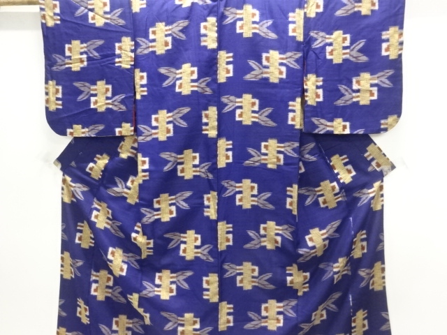 大正ロマン　抽象模様織り出し銘仙着物